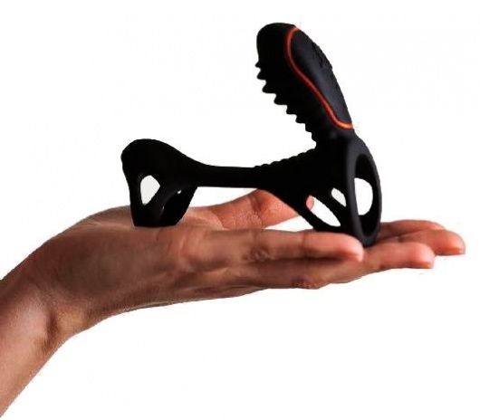 Чёрная насадка на фаллос Gladiator + LRS  с трехкнопочным пультом управления - Adrien Lastic - в Балашихе купить с доставкой