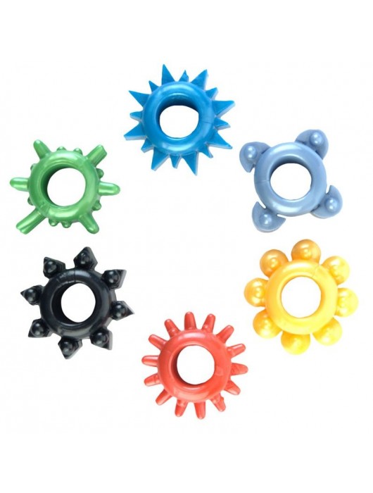 Набор из 6 разноцветных эрекционных колец - Toyfa Basic - в Балашихе купить с доставкой