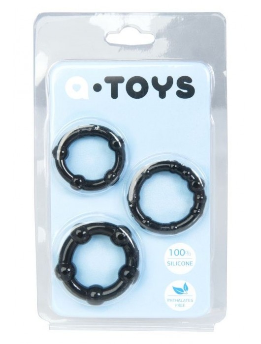 Набор из 3 чёрных эрекционных колец A-toys - A-toys - в Балашихе купить с доставкой