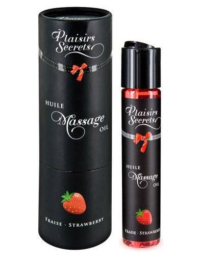 Массажное масло с ароматом клубники Huile de Massage Gourmande Fraise des Bois - 59 мл. - Plaisir Secret - купить с доставкой в Балашихе