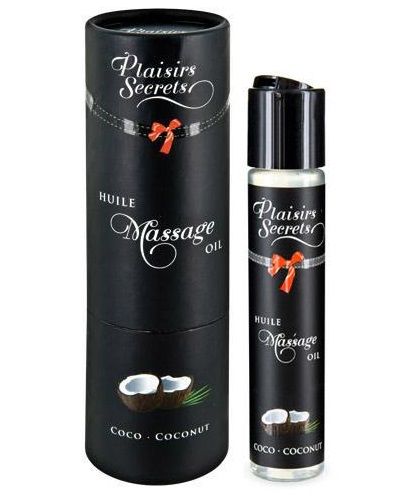 Массажное масло с ароматом кокоса Huile de Massage Gourmande Coco - 59 мл. - Plaisir Secret - купить с доставкой в Балашихе