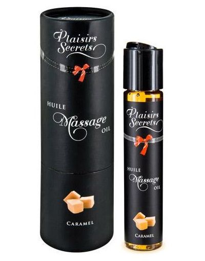 Массажное масло с ароматом карамели Huile de Massage Gourmande Caramel - 59 мл. - Plaisir Secret - купить с доставкой в Балашихе