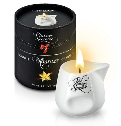 Массажная свеча с ароматом ванили Bougie Massage Gourmande Vanille - 80 мл. - Plaisir Secret - купить с доставкой в Балашихе