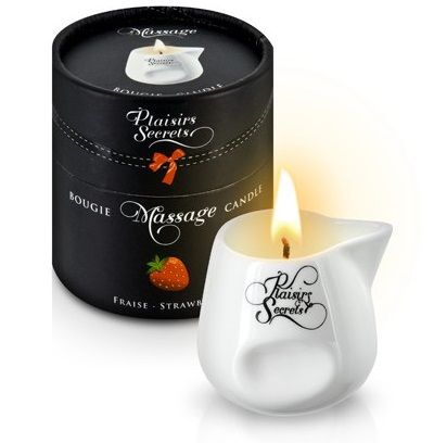 Массажная свеча с ароматом клубники Bougie de Massage Gourmande Fraise - 80 мл. - Plaisir Secret - купить с доставкой в Балашихе