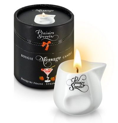 Массажная свеча с ароматом клубничного дайкири Bougie de Massage Daikiri Fraise - 80 мл. - Plaisir Secret - купить с доставкой в Балашихе