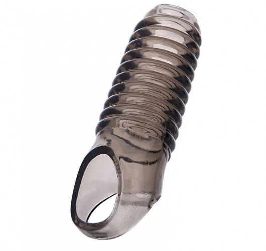 Дымчатая насадка с рёбрышками и подхватом мошонки ToyFa XLover - 12,5 см. - ToyFa - в Балашихе купить с доставкой