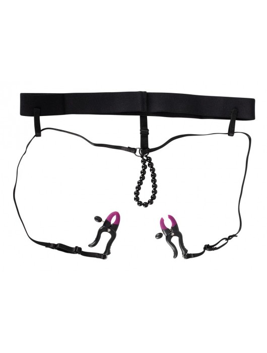 Трусики с зажимами для половых губ и бусинками для массажа промежности - Orion - купить с доставкой в Балашихе