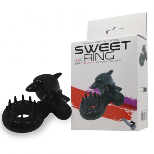 Чёрное эрекционное виброкольцо Sweet Ring с дельфинчиком - Baile - в Балашихе купить с доставкой