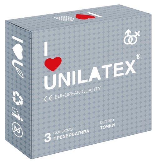 Презервативы с точками Unilatex Dotted - 3 шт. - Unilatex - купить с доставкой в Балашихе