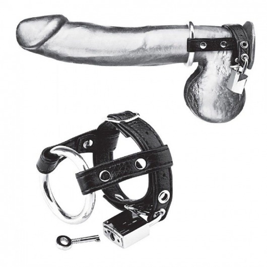 Утяжка на пенис на замочке Duo Cock And Ball Lock - BlueLine - купить с доставкой в Балашихе