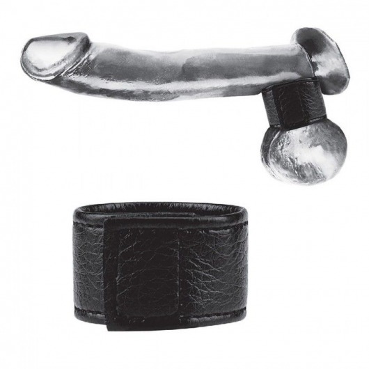 Чёрная утяжка на мошонку 1  Velcro Ball Stretcher - BlueLine - купить с доставкой в Балашихе