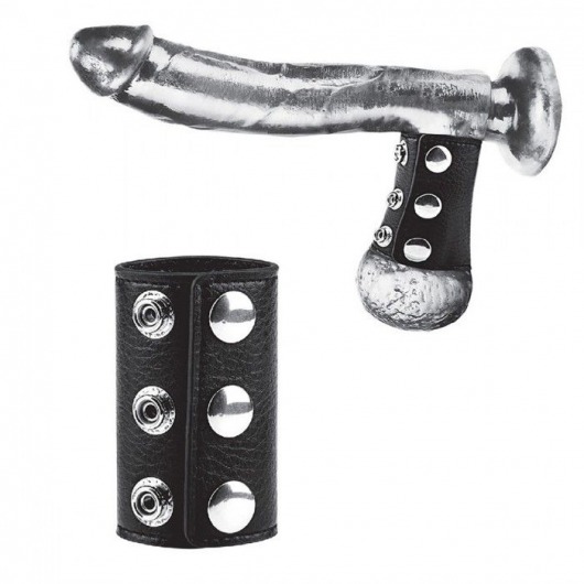 Чёрная утяжка на кнопках 100% PVC STRAP WITH METAL SNAP - BlueLine - купить с доставкой в Балашихе