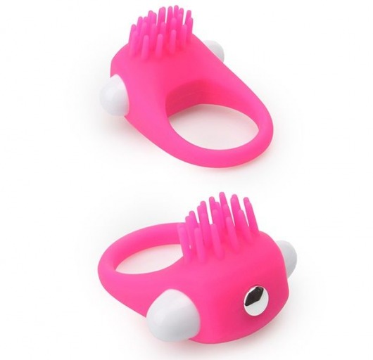 Розовое эрекционное кольцо с щеточкой LIT-UP SILICONE STIMU RING 5 - Dream Toys - в Балашихе купить с доставкой