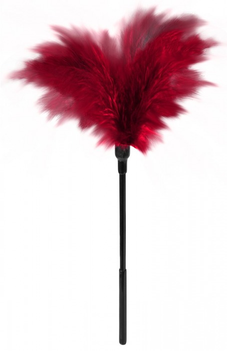 Пластиковая метелочка с красными пёрышками Small Feather Tickler - 32 см. - Blush Novelties - купить с доставкой в Балашихе