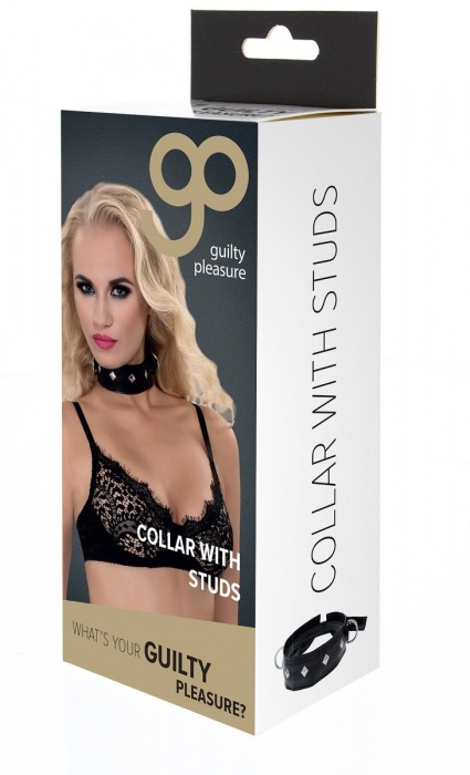 Полиуретановый ошейник с пуклями и D-кольцами Collar with Studs - Blush Novelties - купить с доставкой в Балашихе