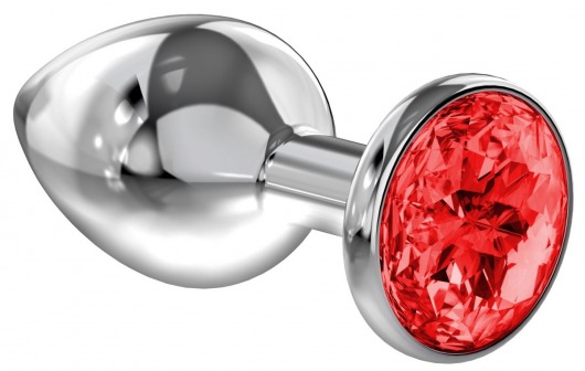 Большая серебристая анальная пробка Diamond Red Sparkle Large с красным кристаллом - 8 см. - Lola Games - купить с доставкой в Балашихе