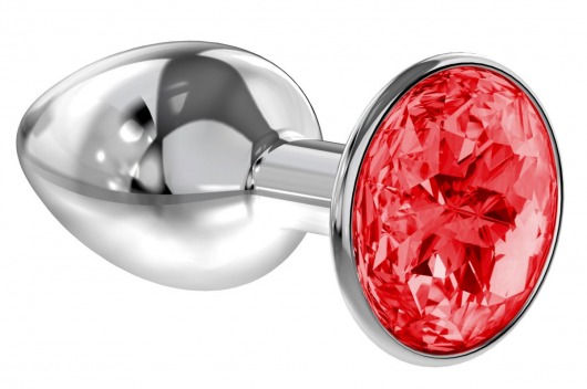 Малая серебристая анальная пробка Diamond Red Sparkle Small с красным кристаллом - 7 см. - Lola Games - купить с доставкой в Балашихе