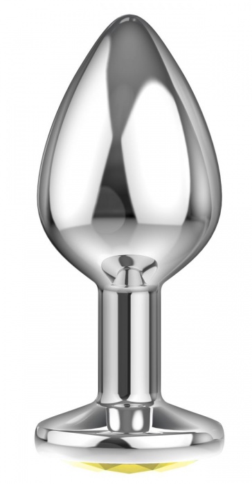 Большая серебристая анальная пробка Diamond Yellow Sparkle Large с жёлтым кристаллом - 8 см. - Lola Games - купить с доставкой в Балашихе