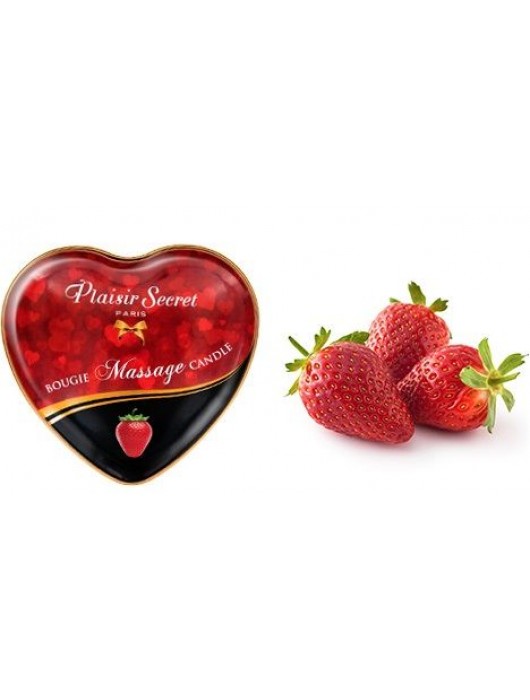 Массажная свеча с ароматом клубники Bougie Massage Candle - 35 мл. - Plaisir Secret - купить с доставкой в Балашихе