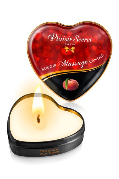Массажная свеча с ароматом персика Bougie Massage Candle - 35 мл. - Plaisir Secret - купить с доставкой в Балашихе