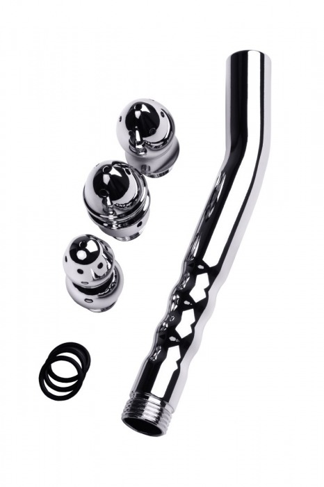 Металлический анальный душ с тремя насадками - ToyFa - купить с доставкой в Балашихе