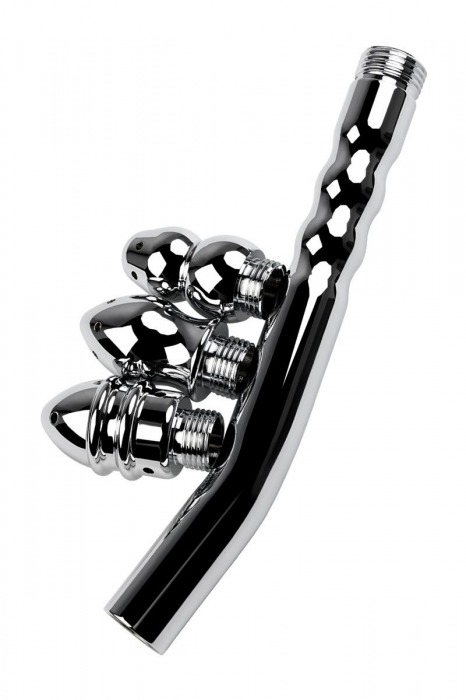 Металлический анальный душ с тремя насадками - ToyFa - купить с доставкой в Балашихе