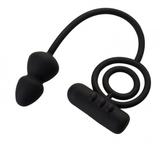 Чёрное эрекционное кольцо с вибропулькой и анальным хвостом - Erotist Adult Toys - в Балашихе купить с доставкой