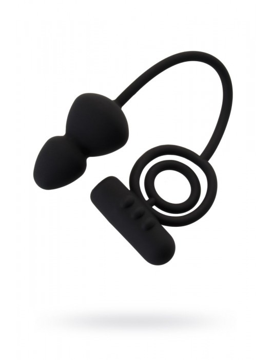 Чёрное эрекционное кольцо с вибростимулятором и анальным хвостом - Erotist Adult Toys - в Балашихе купить с доставкой