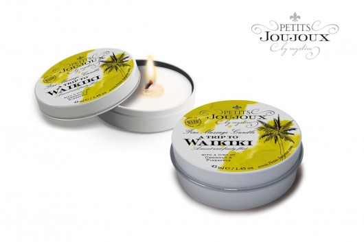 Массажная свеча Petits Joujoux Waikiki Beach с ароматом кокоса и ананаса - 33 гр. - MyStim - купить с доставкой в Балашихе