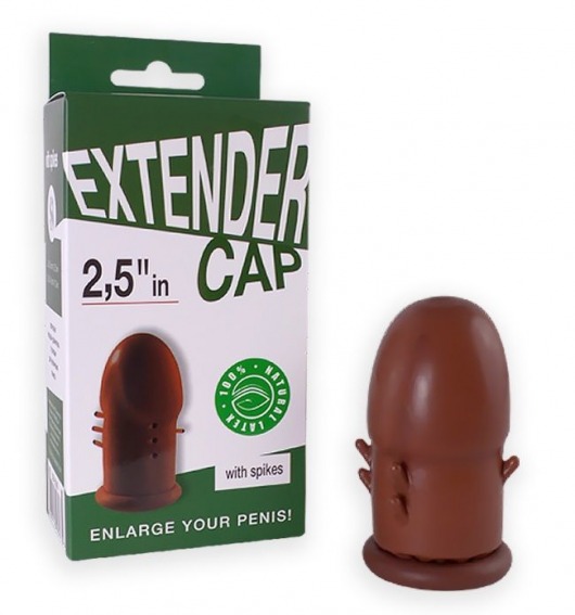Коричневый латексный удлинитель пениса 2.5 in с шипиками - Sitabella - в Балашихе купить с доставкой