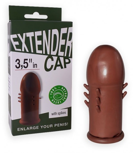 Коричневый латексный удлинитель пениса 3.5 in с шипиками - Sitabella - в Балашихе купить с доставкой
