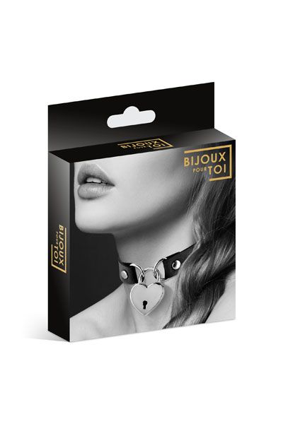 Черный чокер с замком в форме сердца - Bijoux Pour Toi - купить с доставкой в Балашихе
