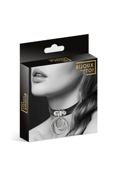 Черный чокер с двумя кольцами - Bijoux Pour Toi - купить с доставкой в Балашихе