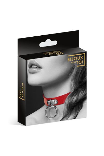 Красный узенький чокер с кольцом - Bijoux Pour Toi - купить с доставкой в Балашихе