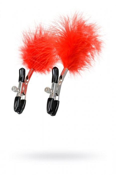 Зажимы для сосков с красным пухом Theatre - ToyFa - купить с доставкой в Балашихе