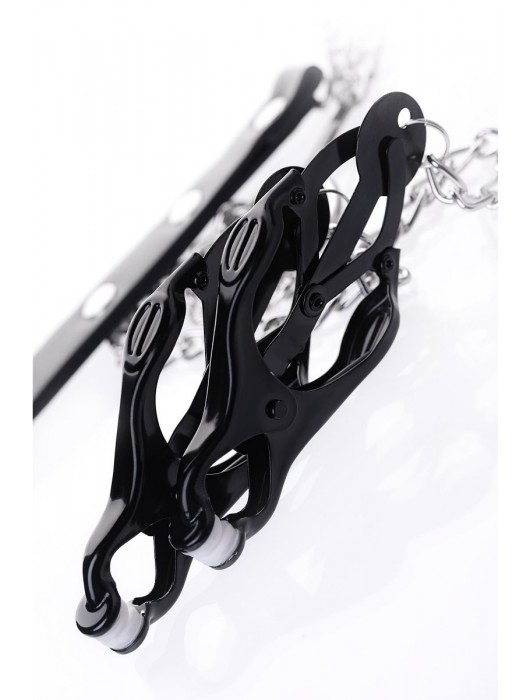 Черно-серебристые зажимы для сосков с кольцом для пениса TOYFA Metal - ToyFa - купить с доставкой в Балашихе