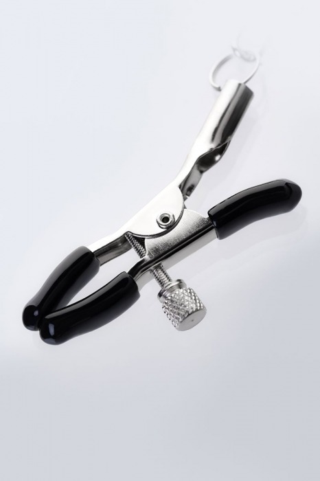 Серебристо-чёрные зажимы для сосков с кольцом для пениса TOYFA Metal - ToyFa - купить с доставкой в Балашихе