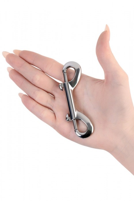 Серебристый двухсторонний карабин TOYFA Metal - ToyFa - купить с доставкой в Балашихе